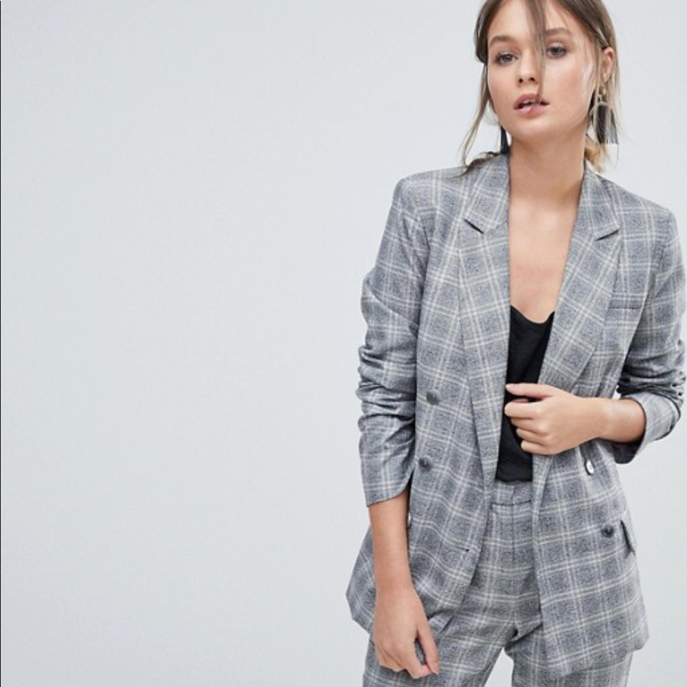 NWT! Asos oasis double breasted check blazer